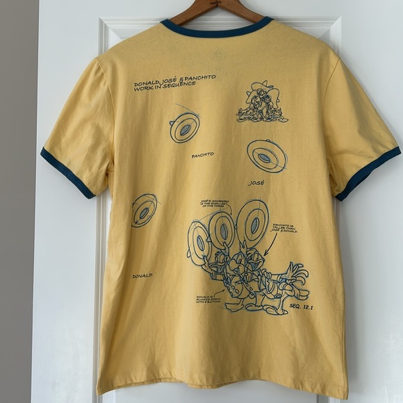 Disney Parks Ink & Paint Collection The Three Caballeros Ringer Tee Yellow Blue - Picture 7 of 10